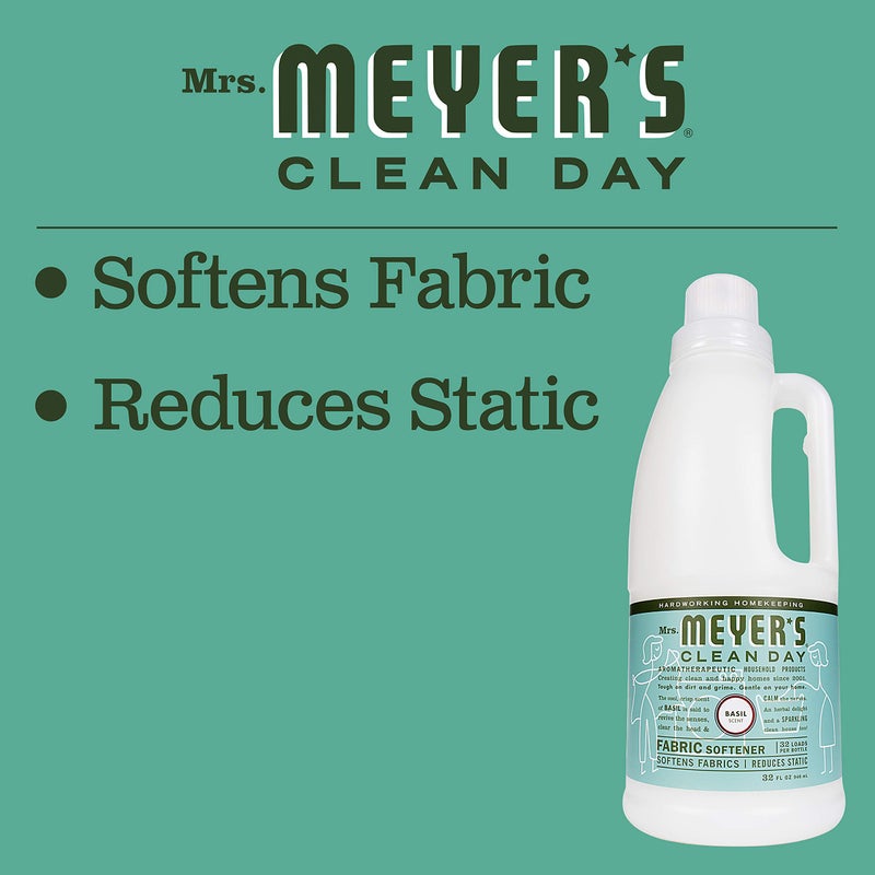 MRS. MEYER'S CLEAN DAY Liquid Fabric Softener, Infused with Essential Oils, Paraben Free, Basil, 32 oz (32 Loads) - Image 4